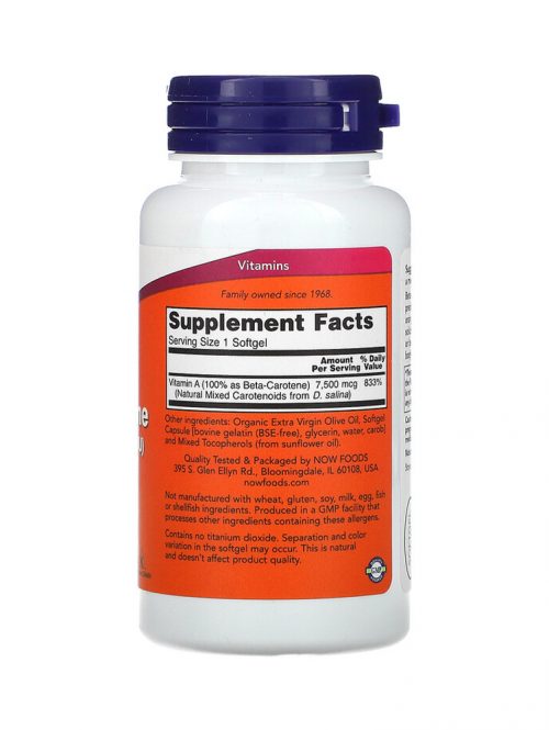 Beta Karoten 7500 mcg Now Foods 90 Softgel Kapsula