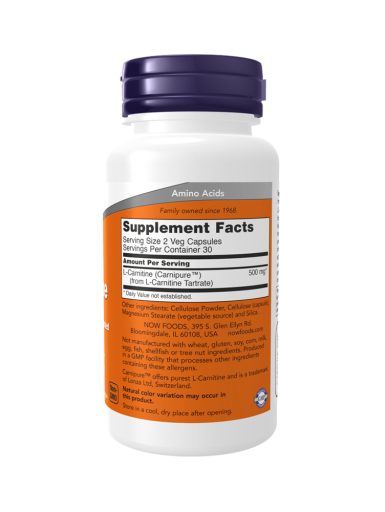 L-Carnitine 250 mg Now Foods 60 veg kapsula sastojci