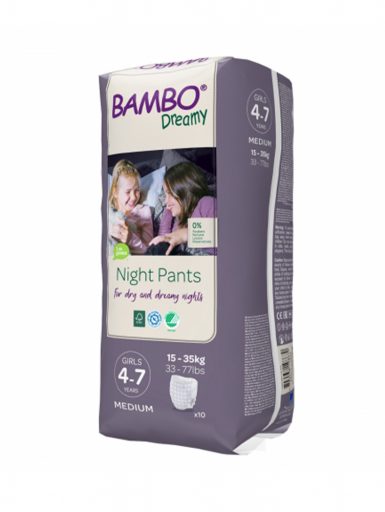 Noćne gaćice Dreamy za devojčice 4-7 g 15-35 kg Bambo Nature 10 komada