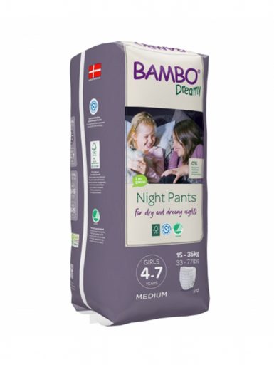 Noćne gaćice Dreamy za devojčice 4-7 g 15-35 kg Bambo Nature 10 komada