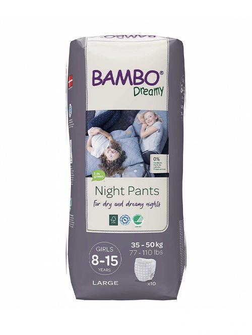Noćne gaćice Dreamy za devojčice 8-15 g 35-50 kg Bambo Nature 10 komada