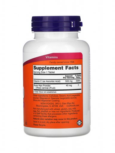 Vitamin C-500 sa šipurkom Now Foods 100 tableta sastojci